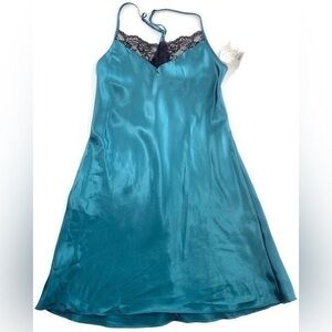 Linea Dontella satin sleep nightgown -Peacock Size M